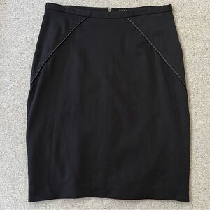 Theory black pencil skirt leather trim